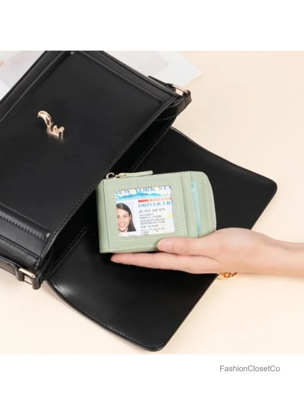 RFID Accordion Zipper Card Wallet Vegan Leather Lightweight Credit Card Holder